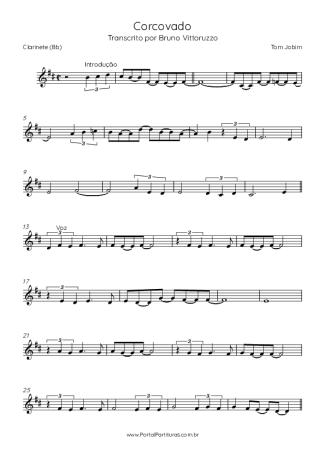 Tom Jobim Corcovado score for Clarinet (Bb)