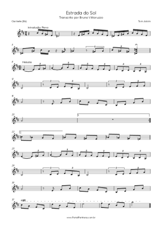 Tom Jobim Estrada Do Sol score for Clarinet (Bb)