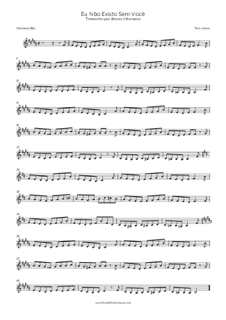 Tom Jobim Eu Não Existo Sem Você score for Clarinet (Bb)