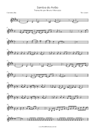 Tom Jobim Samba Do Avião score for Clarinet (Bb)