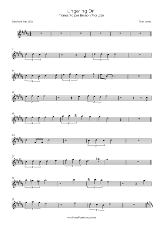 Tom Jones Lingering On score for Alto Saxophone