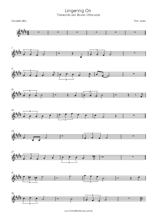 Tom Jones Lingering On score for Clarinet (Bb)