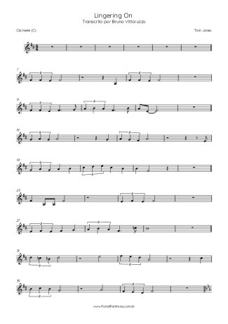 Tom Jones Lingering On score for Clarinet (C)