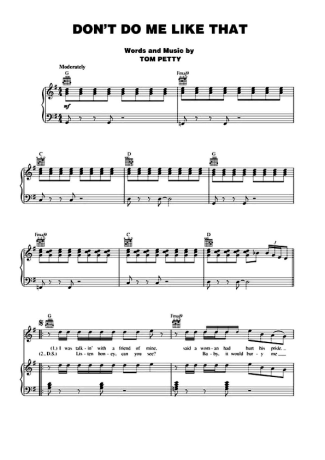 Tom Petty Dont Do Me Like That score for Piano