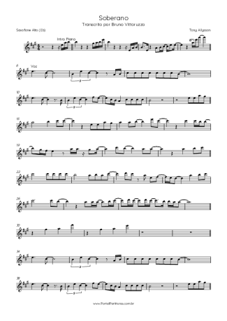 Tony Allysson Soberano score for Alto Saxophone