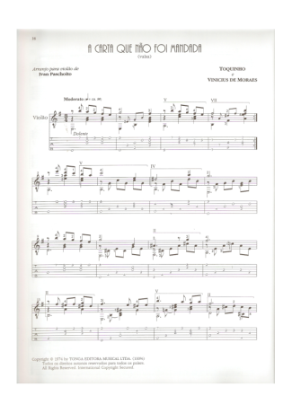 Toquinho A Carta Que Não Foi Mandada score for Acoustic Guitar