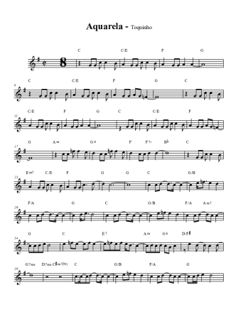 Toquinho Aquarela score for Tenor Saxophone Soprano (Bb)