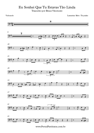 Toquinho Eu Sonhei Que Tu Estavas Tão Linda score for Cello