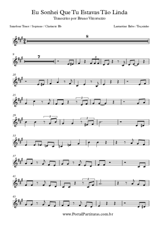 Toquinho Eu Sonhei Que Tu Estavas Tão Linda score for Clarinet (Bb)