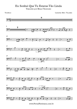Toquinho Eu Sonhei Que Tu Estavas Tão Linda score for Trombone