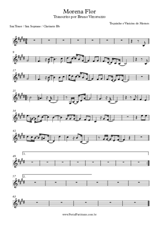 Toquinho Morena Flor score for Clarinet (Bb)