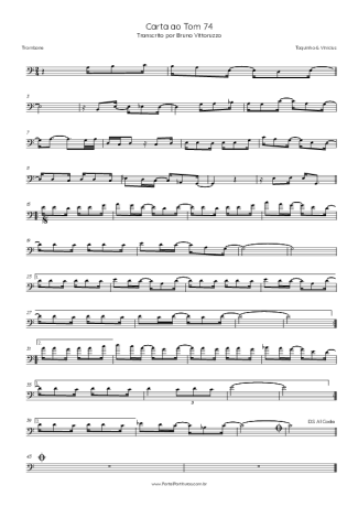 Toquinho e Vinícius de Moraes Carta Ao Tom 74 score for Trombone