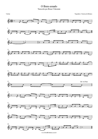 Toquinho e Vinícius de Moraes O Bem-amado score for Violin