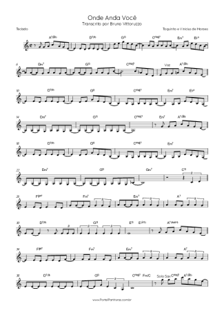 Toquinho e Vinícius de Moraes Onde Anda Você score for Keyboard