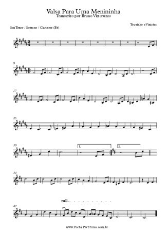 Toquinho e Vinícius de Moraes Valsa Para Uma Menininha score for Clarinet (Bb)