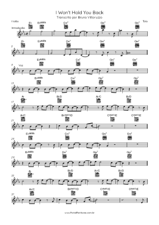 Toto I Won´t Hold You Back score for Acoustic Guitar