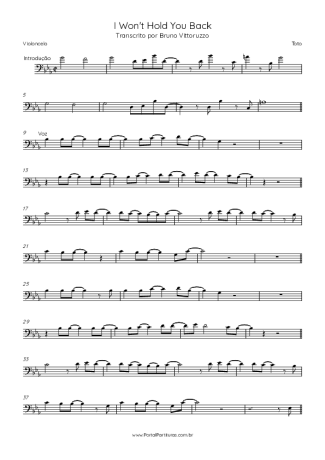 Toto I Won´t Hold You Back score for Cello