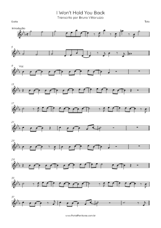 Toto I Won´t Hold You Back score for Harmonica