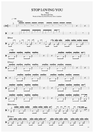 Toto Stop Loving You score for Drums