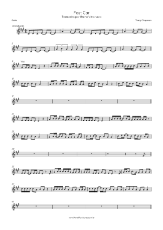 Tracy Chapman Fast Car score for Harmonica
