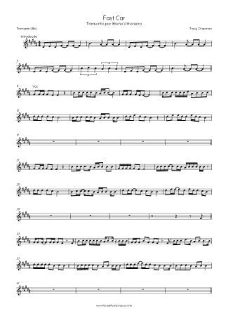 Tracy Chapman Fast Car score for Trumpet
