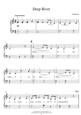 Traditional Gospel Music Deep River score for Piano