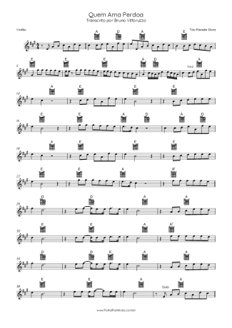 Trio Parada Dura Quem Ama Perdoa score for Acoustic Guitar