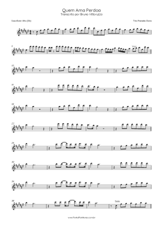 Trio Parada Dura Quem Ama Perdoa score for Alto Saxophone