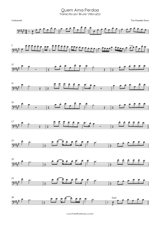 Trio Parada Dura Quem Ama Perdoa score for Cello