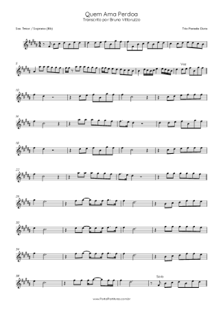 Trio Parada Dura Quem Ama Perdoa score for Tenor Saxophone Soprano (Bb)