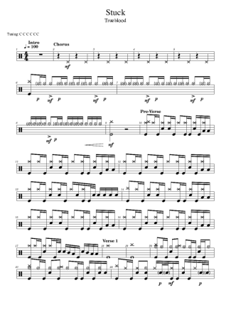 Trueblood Stuck Chords score for Drums