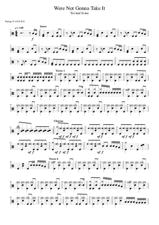 Twisted Sister Were Not Gonna Take It score for Drums