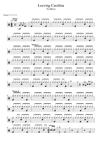 Ty Myers Leaving Carolina score for Drums