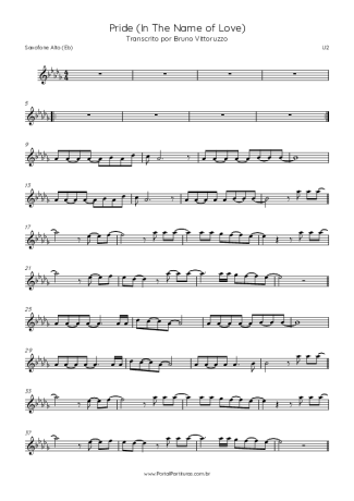 U2 Pride (In The Name Of Love) score for Alto Saxophone