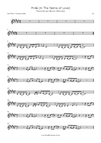 U2  score for Tenor Saxophone Soprano (Bb)