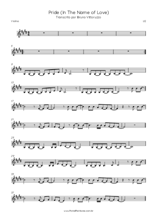 U2  score for Violin