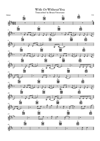 U2 With Or Without You score for Acoustic Guitar