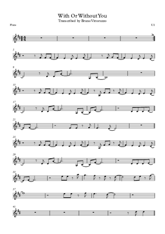 U2 With Or Without You score for Flute