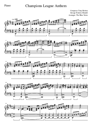 UEFA Champions League Anthem score for Piano