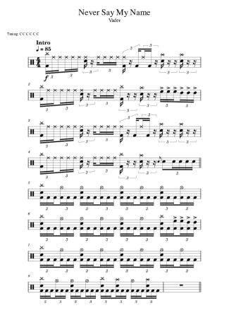 Vader Never Say My Name score for Drums