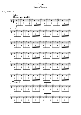 Vampire Weekend Bryn score for Drums