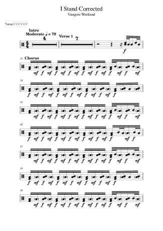 Vampire Weekend I Stand Corrected score for Drums