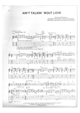 Van Halen Aint Talking About Love score for Guitar