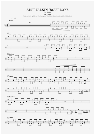Van Halen Ain´t Talkin´ ´Bout Love score for Drums