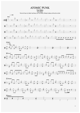 Van Halen Atomic Punk score for Drums