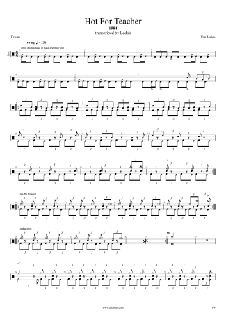 Van Halen Hot For Teacher score for Drums