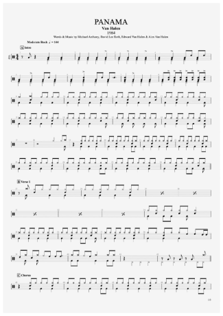 Van Halen Panama score for Drums