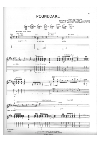 Van Halen Poundcake score for Guitar