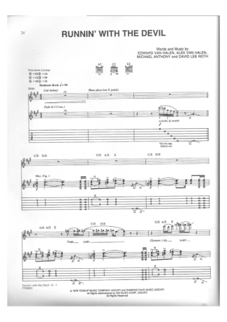 Van Halen Runnin With The Devil score for Guitar