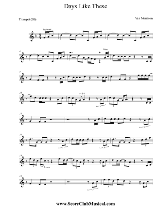 Van Morrison Days Like These score for Trumpet
